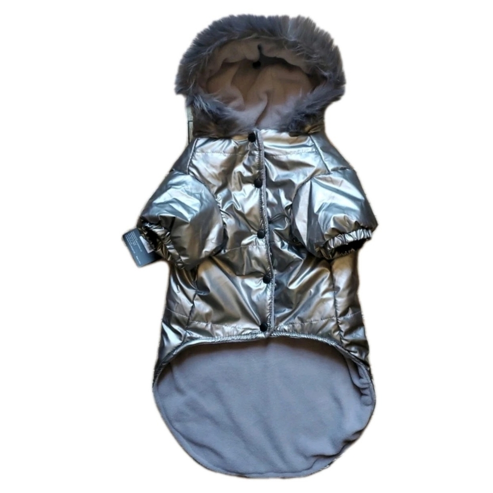 Nicole Miller Dog Jacket Puffer Winter Snow Coat Fleece Lined Faux Fur Hooded
